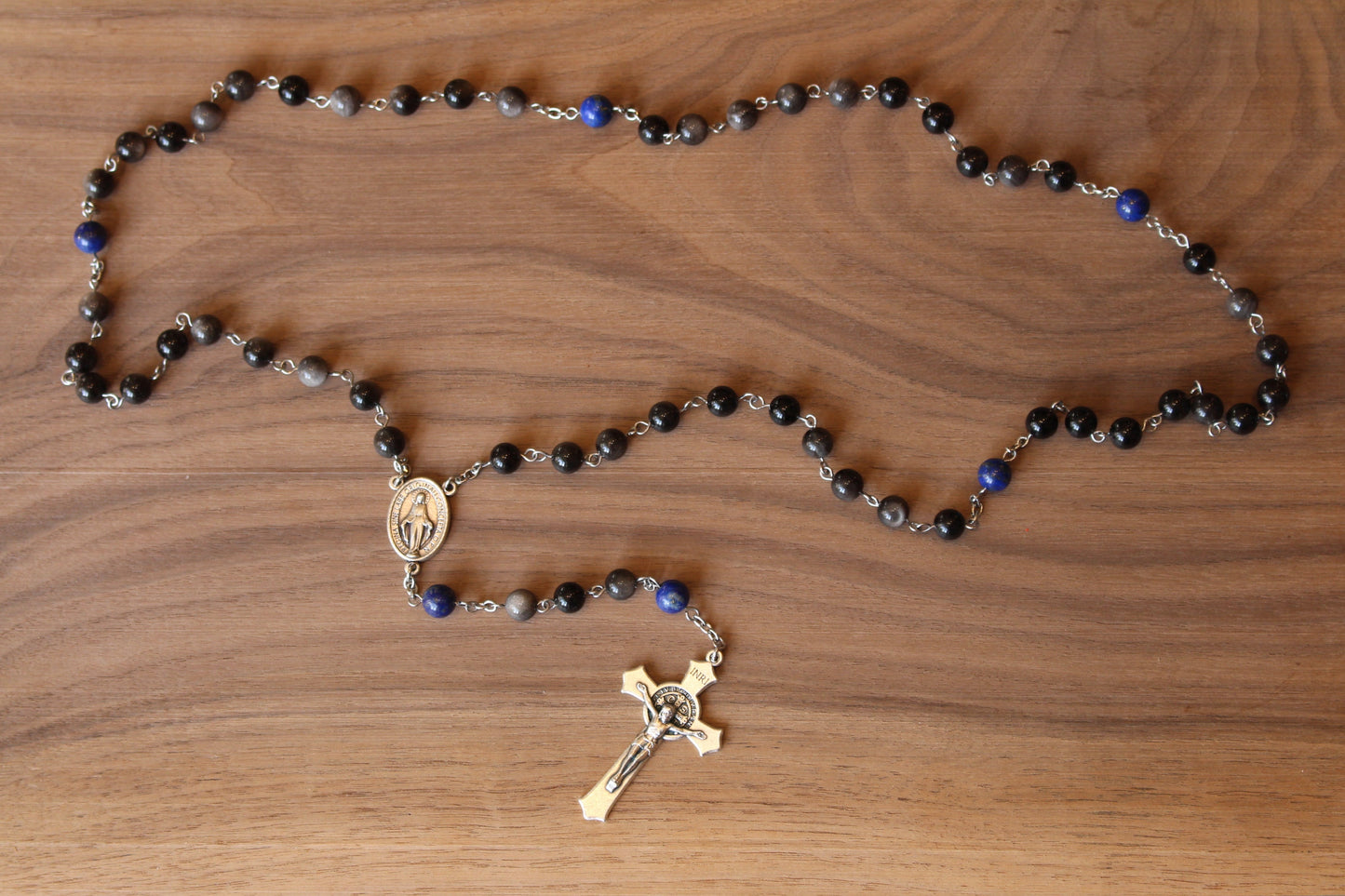 Obsidian and Lapis Lazuli Rosary