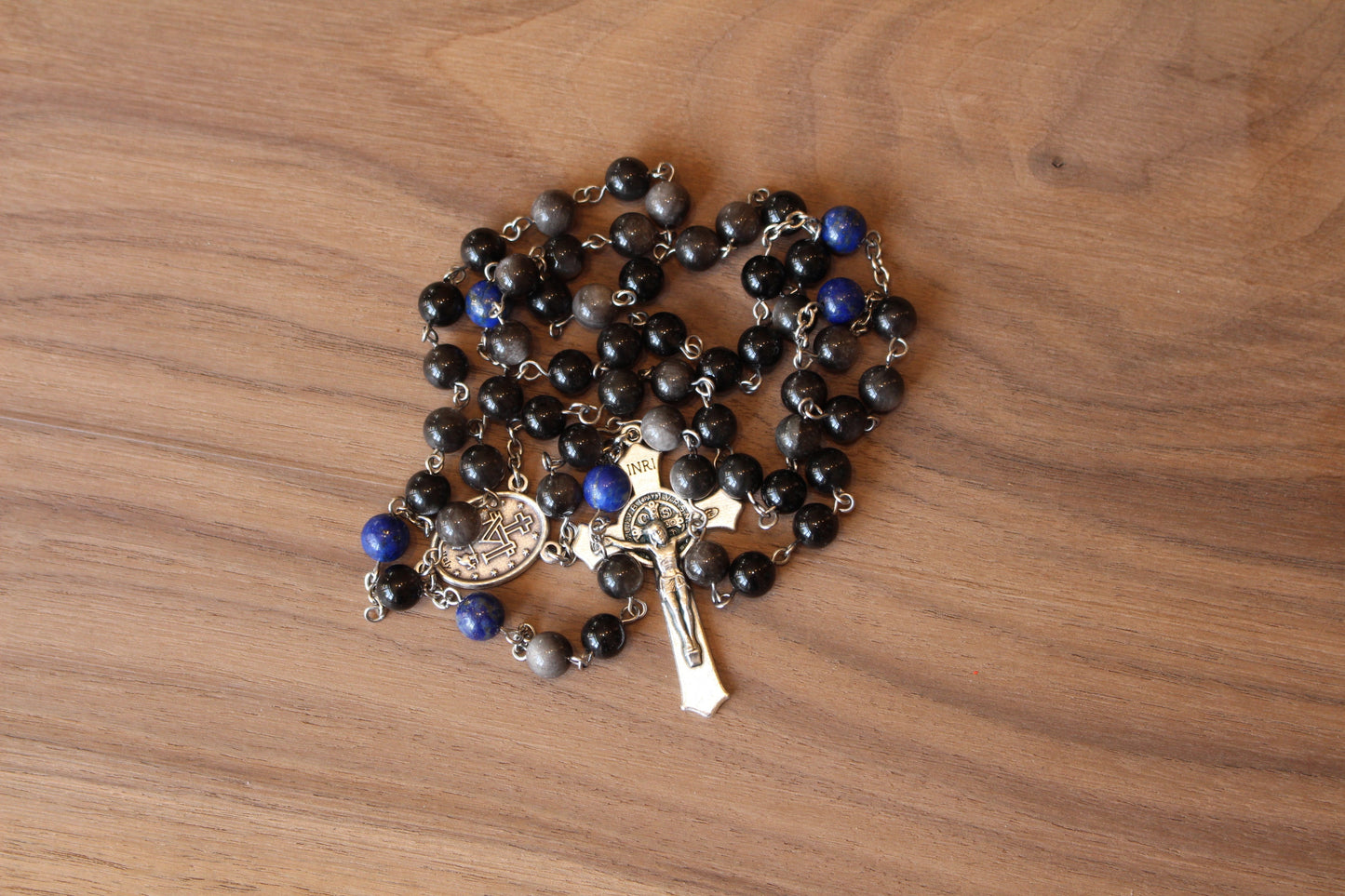 Obsidian and Lapis Lazuli Rosary
