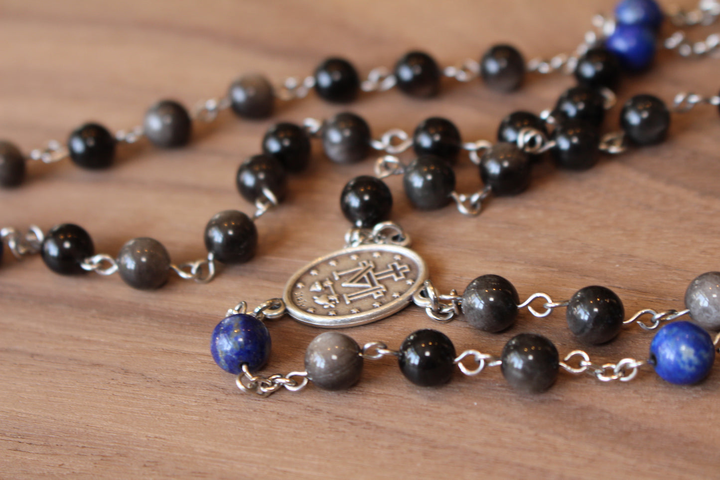Obsidian and Lapis Lazuli Rosary