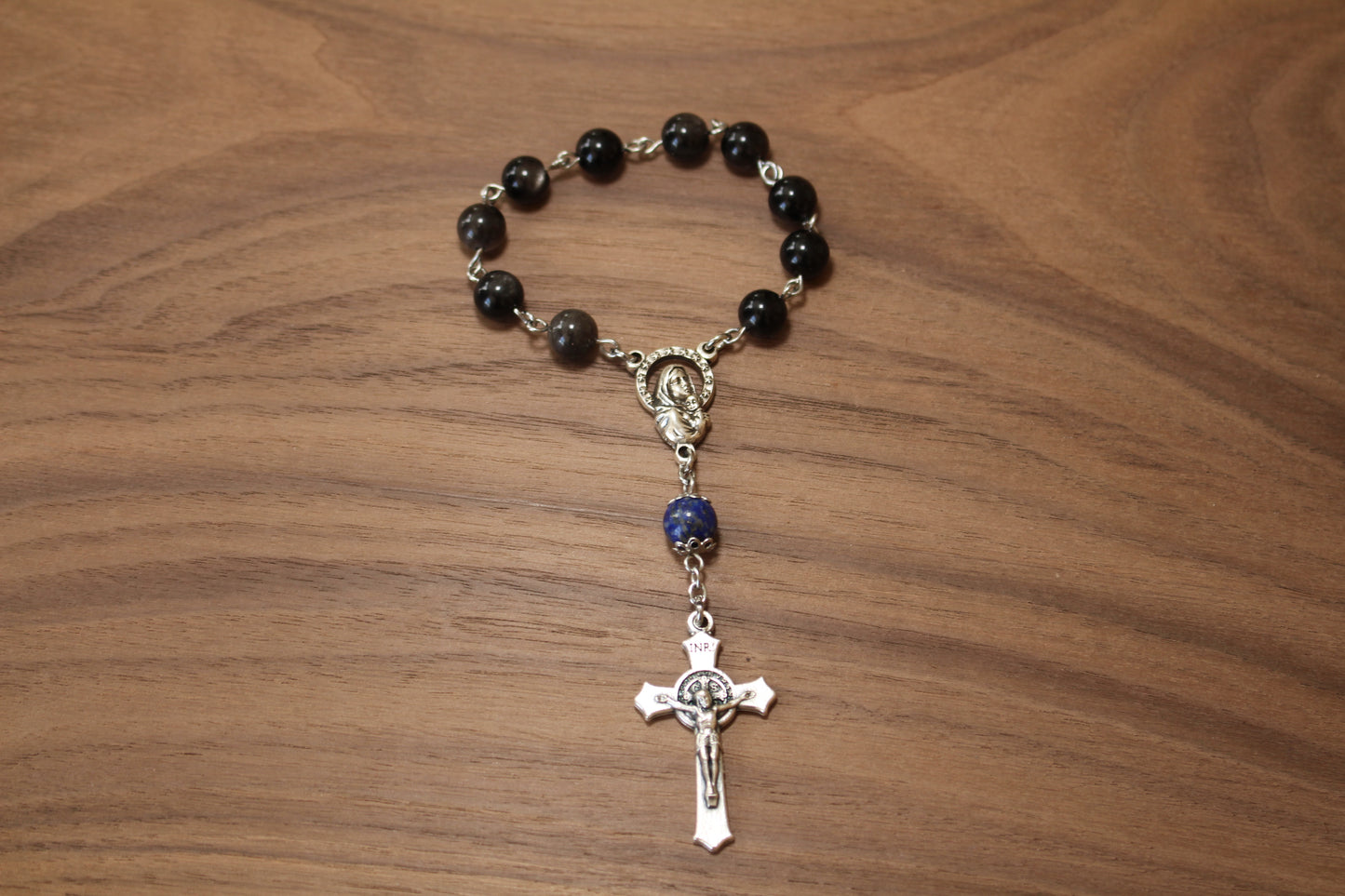 Obsidian and Lapis One-Decade Rosary