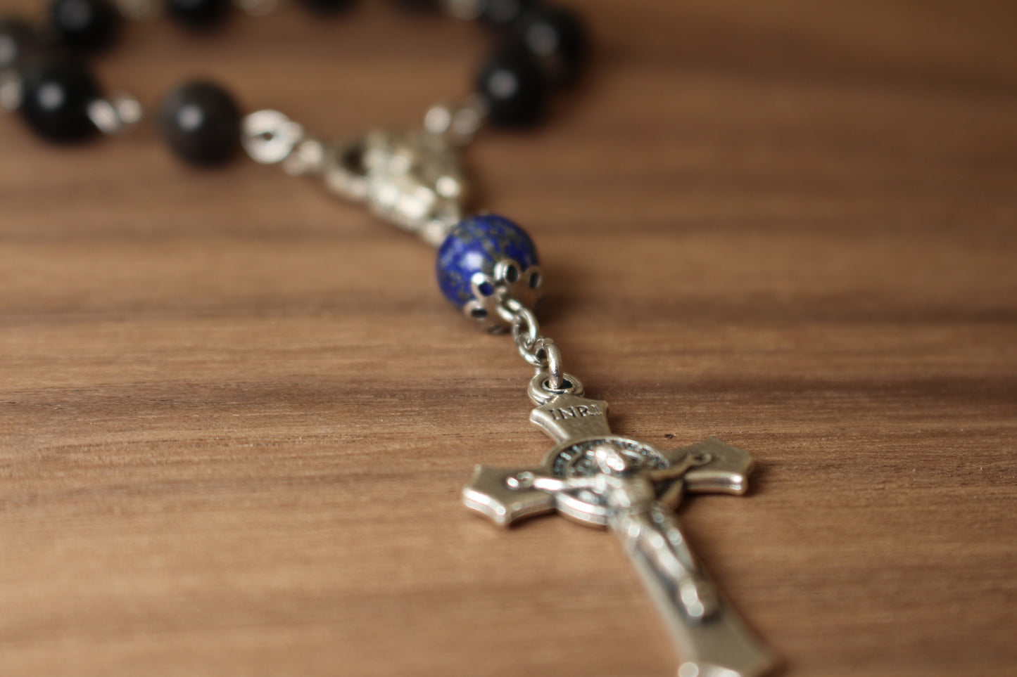 Obsidian and Lapis One-Decade Rosary