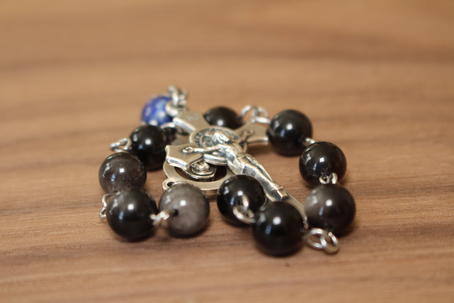 Obsidian and Lapis One-Decade Rosary